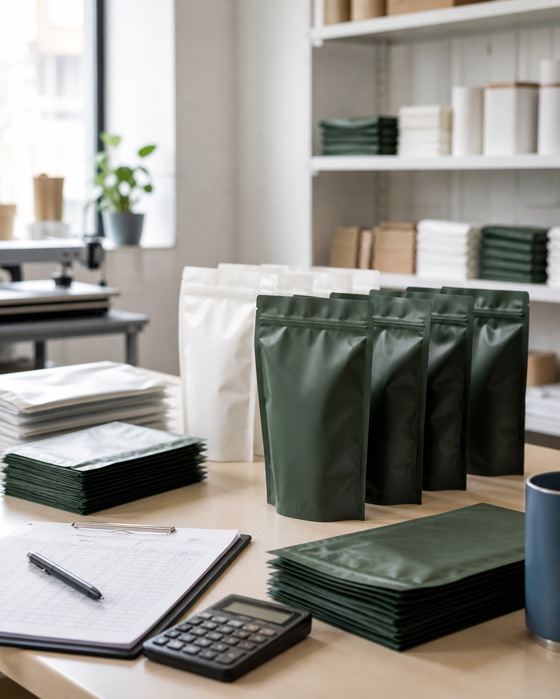 Bolsas flexibles organizadas para planear volumen e inventario